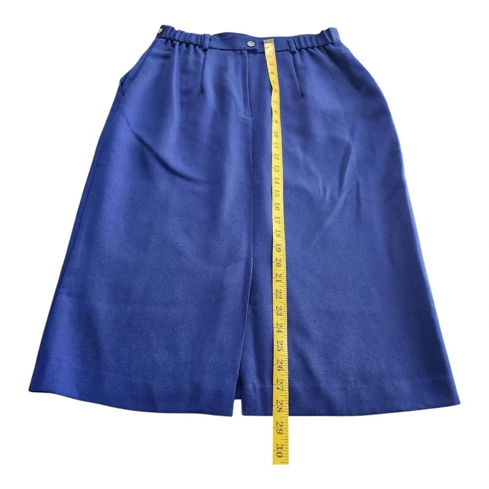 NWT Koret Blue Wool Blend Skirt Woman's Size 12 Vintage Pockets‎ Made USA  Lined